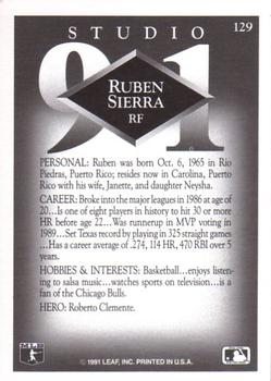 1991 Studio #129 Ruben Sierra Back