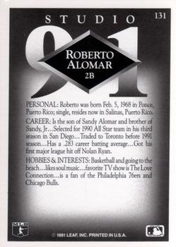 1991 Studio #131 Roberto Alomar Back