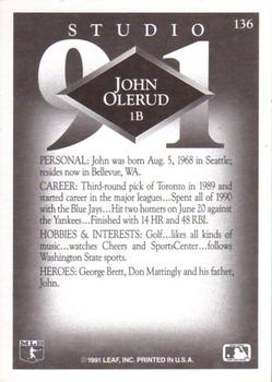 1991 Studio #136 John Olerud Back