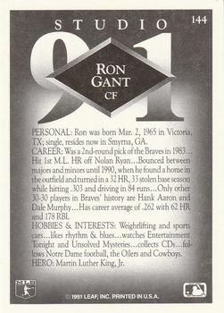 1991 Studio #144 Ron Gant Back