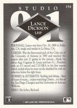 1991 Studio #154 Lance Dickson Back