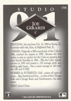 1991 Studio #156 Joe Girardi Back
