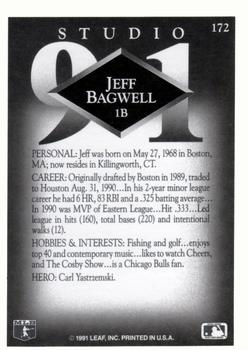 1991 Studio #172 Jeff Bagwell Back