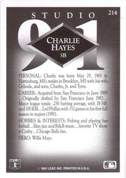 1991 Studio #214 Charlie Hayes Back