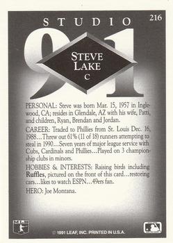 1991 Studio #216 Steve Lake Back