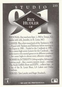 1991 Studio #233 Rex Hudler Back