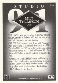 1991 Studio #239 Milt Thompson Back