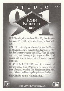1991 Studio #253 John Burkett Back