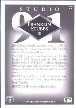 1991 Studio #77 Franklin Stubbs Back