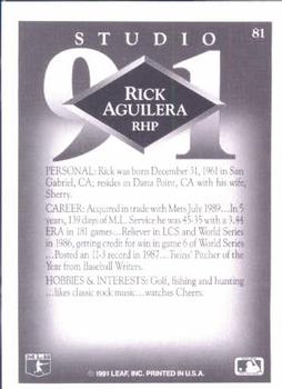 1991 Studio #81 Rick Aguilera Back