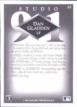 1991 Studio #85 Dan Gladden Back