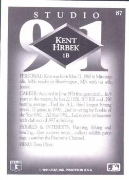 1991 Studio #87 Kent Hrbek Back