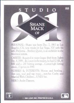 1991 Studio #88 Shane Mack Back