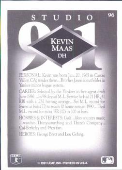 1991 Studio #96 Kevin Maas Back
