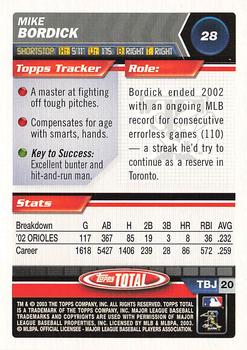 2003 Topps Total #28 Mike Bordick Back