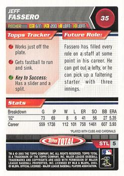 2003 Topps Total #35 Jeff Fassero Back