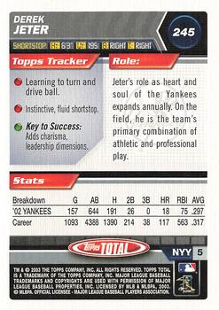2003 Topps Total #245 Derek Jeter Back