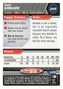 2003 Topps Total #299 Mike Kinkade Back