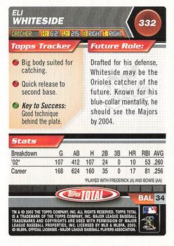 2003 Topps Total #332 Eli Whiteside Back
