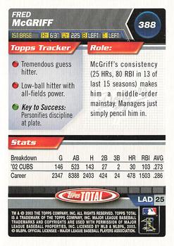 2003 Topps Total #388 Fred McGriff Back