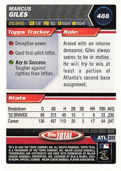 2003 Topps Total #488 Marcus Giles Back