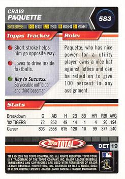 2003 Topps Total #583 Craig Paquette Back