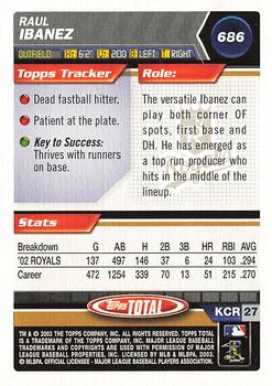 2003 Topps Total #686 Raul Ibanez Back