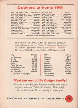1961 Union Oil 76 Meet The Dodger Family Booklets #NNO Wally Moon Back