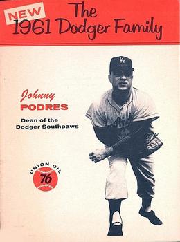 1961 Union Oil 76 Meet The Dodger Family Booklets #NNO Johnny Podres Front