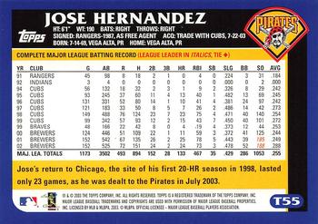 2003 Topps Traded & Rookies #T55 Jose Hernandez Back