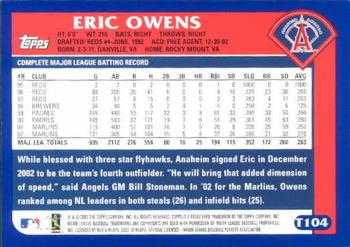 2003 Topps Traded & Rookies #T104 Eric Owens Back