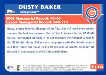 2003 Topps Traded & Rookies #T116 Dusty Baker Back