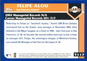 2003 Topps Traded & Rookies #T117 Felipe Alou Back