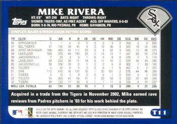 2003 Topps Traded & Rookies #T11 Mike Rivera Back