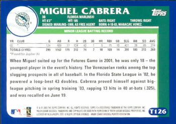 2003 Topps Traded & Rookies #T126 Miguel Cabrera Back