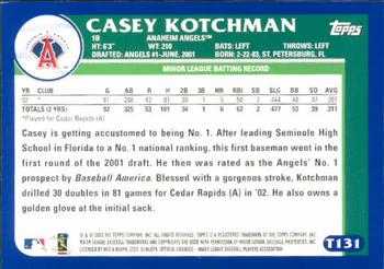 2003 Topps Traded & Rookies #T131 Casey Kotchman Back
