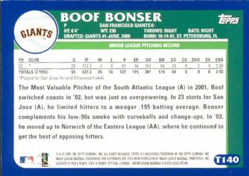 2003 Topps Traded & Rookies #T140 Boof Bonser Back
