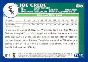 2003 Topps Traded & Rookies #T142 Joe Crede Back