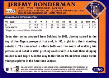 2003 Topps Traded & Rookies #T186 Jeremy Bonderman Back