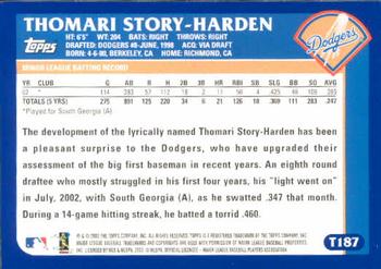 2003 Topps Traded & Rookies #T187 Thomari Story-Harden Back