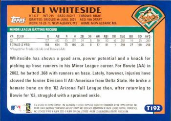 2003 Topps Traded & Rookies #T192 Eli Whiteside Back
