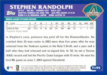 2003 Topps Traded & Rookies #T195 Stephen Randolph Back