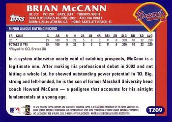 2003 Topps Traded & Rookies #T209 Brian McCann Back