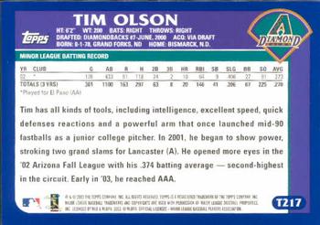 2003 Topps Traded & Rookies #T217 Tim Olson Back