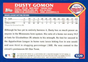 2003 Topps Traded & Rookies #T220 Dusty Gomon Back