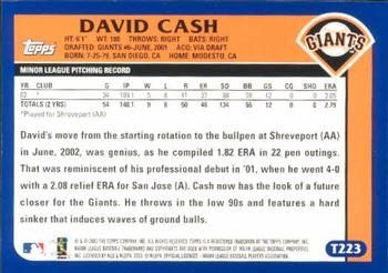 2003 Topps Traded & Rookies #T223 David Cash Back