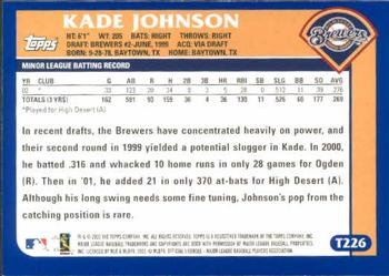 2003 Topps Traded & Rookies #T226 Kade Johnson Back
