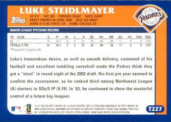 2003 Topps Traded & Rookies #T227 Luke Steidlmayer Back