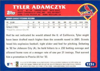 2003 Topps Traded & Rookies #T231 Tyler Adamczyk Back