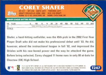 2003 Topps Traded & Rookies #T247 Corey Shafer Back